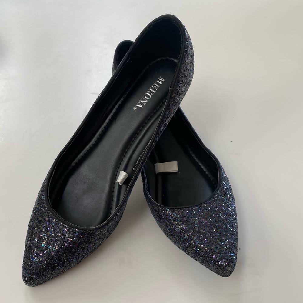 Merona Navy Sequined Wedge Ballet Flat